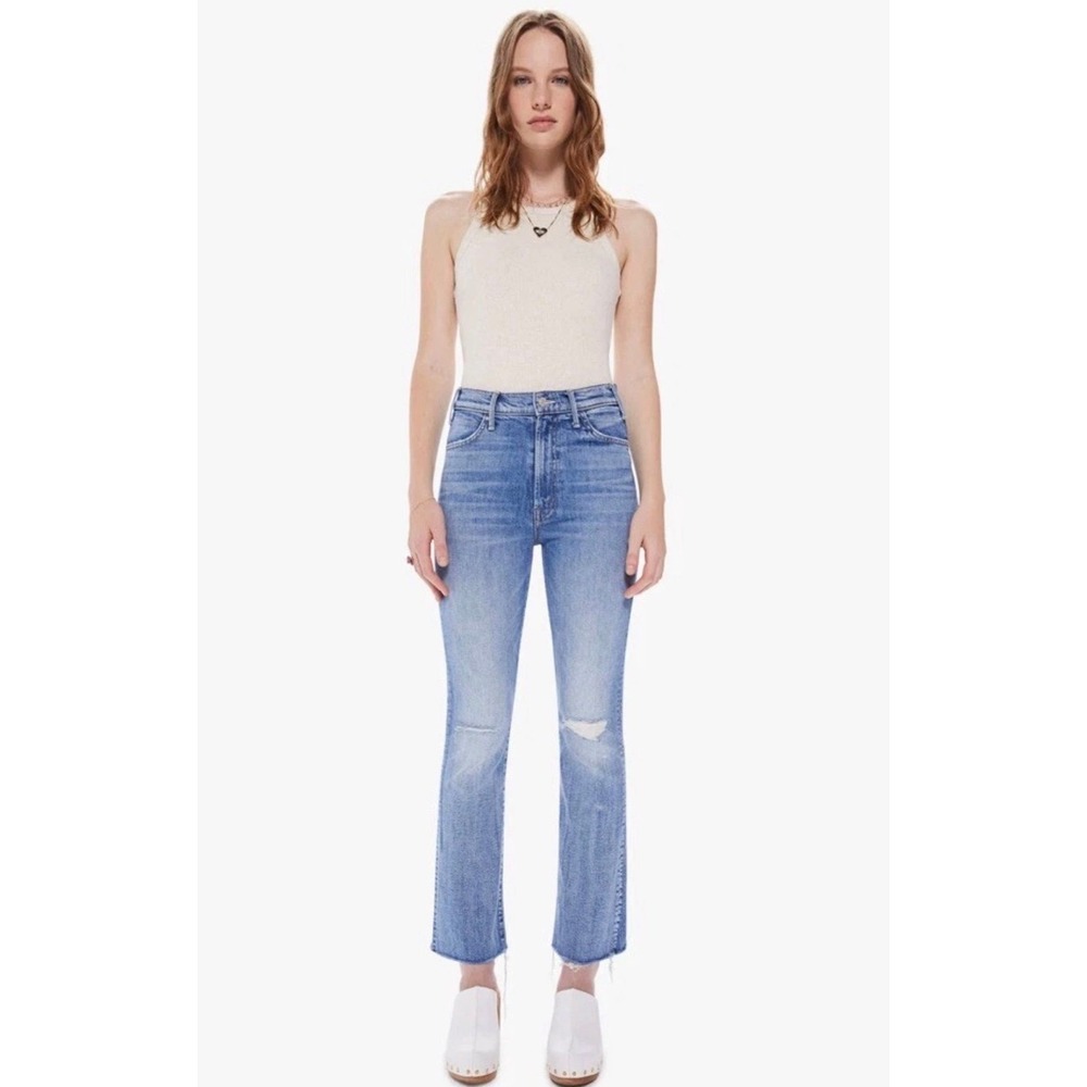 MOTHER The Hustler Ankle Fray Jeans Size 27 Thrilling Shots High Rise Distressed